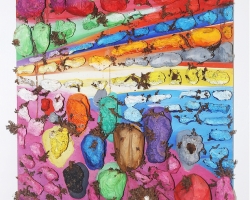 Le Cri À Eduardo 1984 Pommes De Terre Peintes Auge Bois Clous105X90X12 Cm