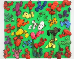 Vert Impérial Rouge 2009 Pommes De Terre Peintes Auge Bois Clous 82X95X13 Cm