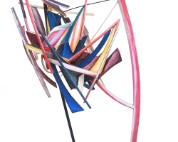 Sculpture Bois Polychrome 1967 92X55 37 Cm